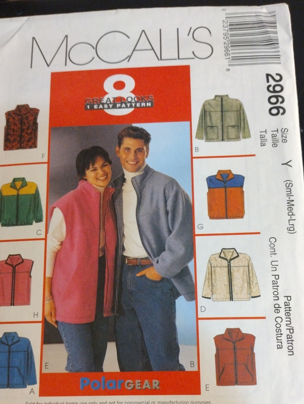 PolarGear McCall's Vest Pattern Sm,Md,LG Uncut 2966